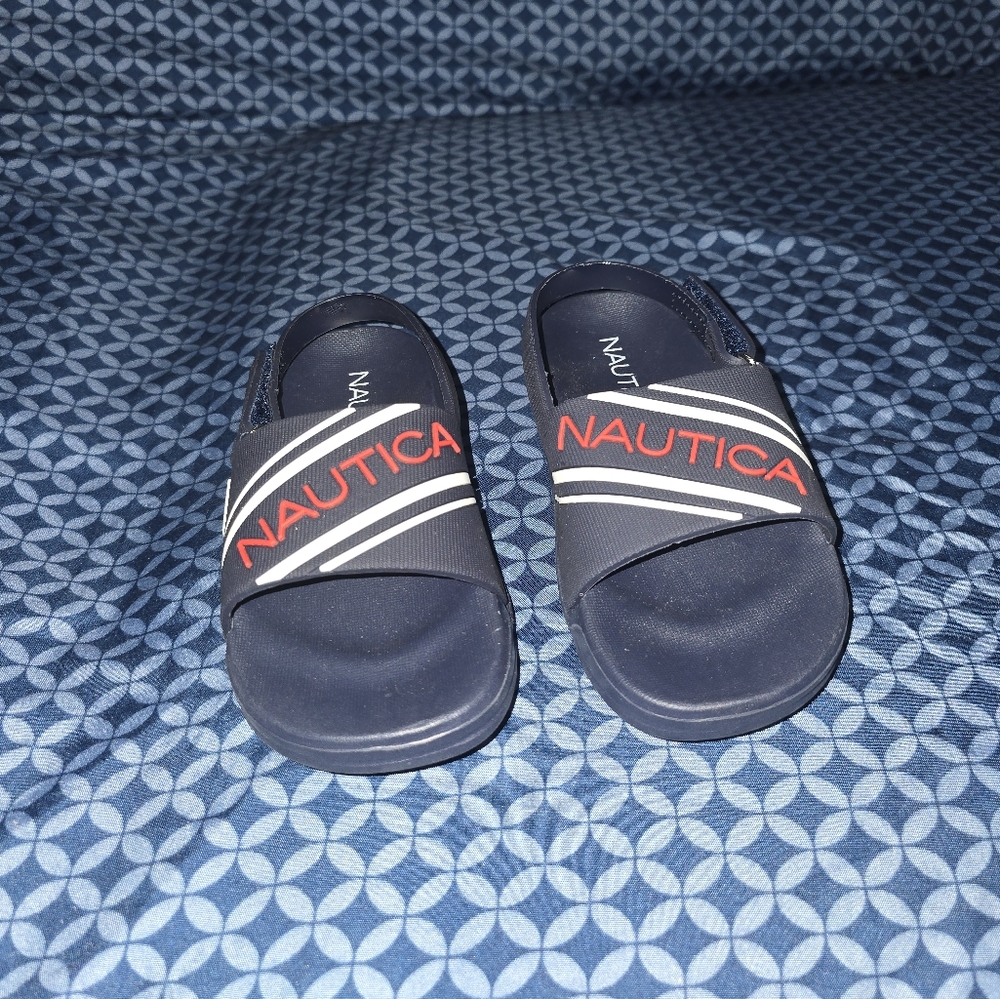 Nautica - Kids Sandals With Velcro Strap - Navy, Red And White. New